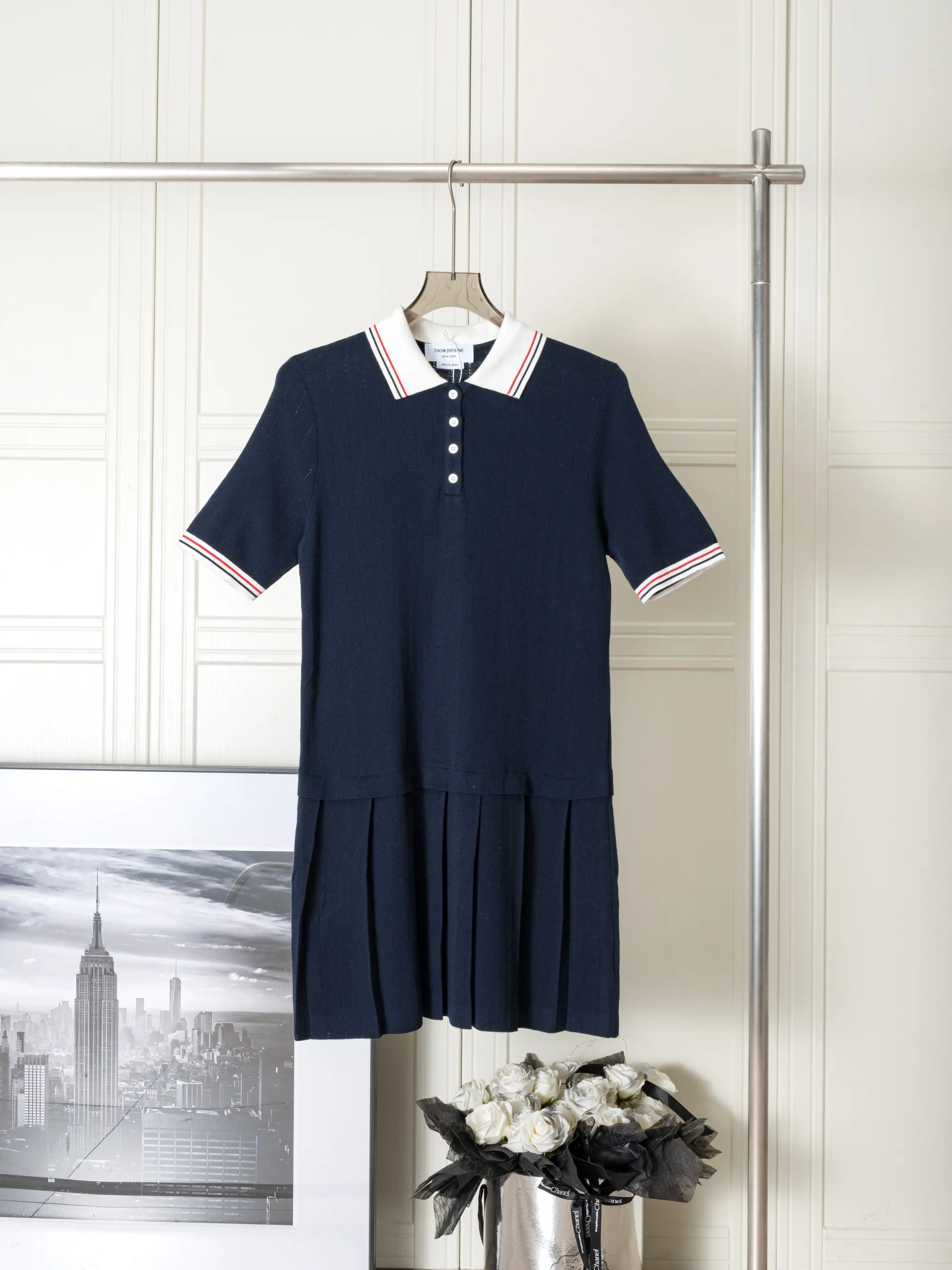 𝑻𝒉𝒐𝒎 𝑩𝒓𝒐𝒘𝒏𝒆 polo (Original ) Thom Browne: polo 1:1 : Navy Blue Size：012